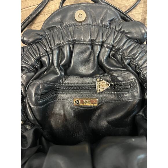 Via Spiga Black Leather Drawstring Shoulder Bag with Snakeskin Accent - Picture 3 of 11